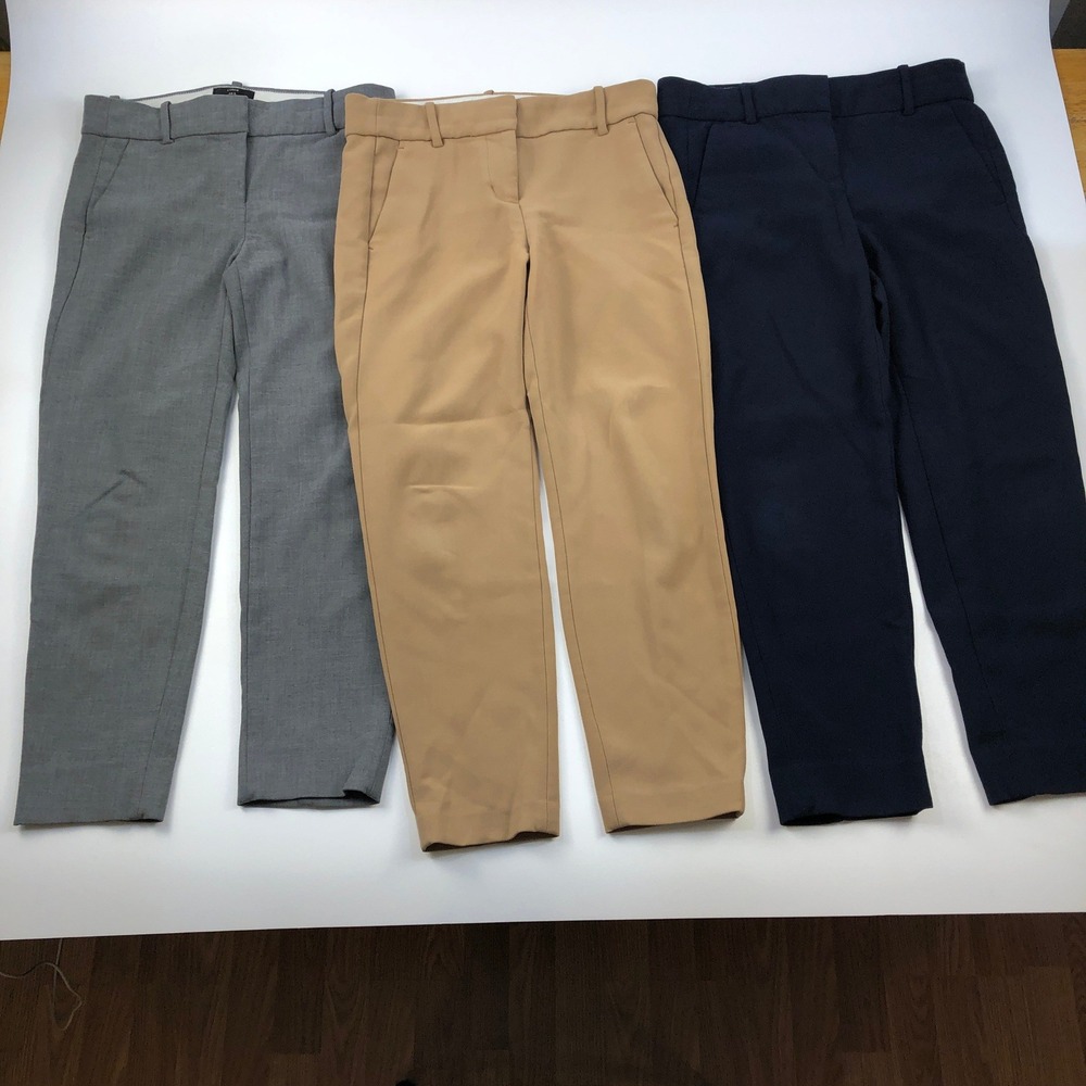 J.Crew 365 Cameron Pants Women 2P Grey Tan Navy Blue 3 Pack Bundle Lot Slim Fit